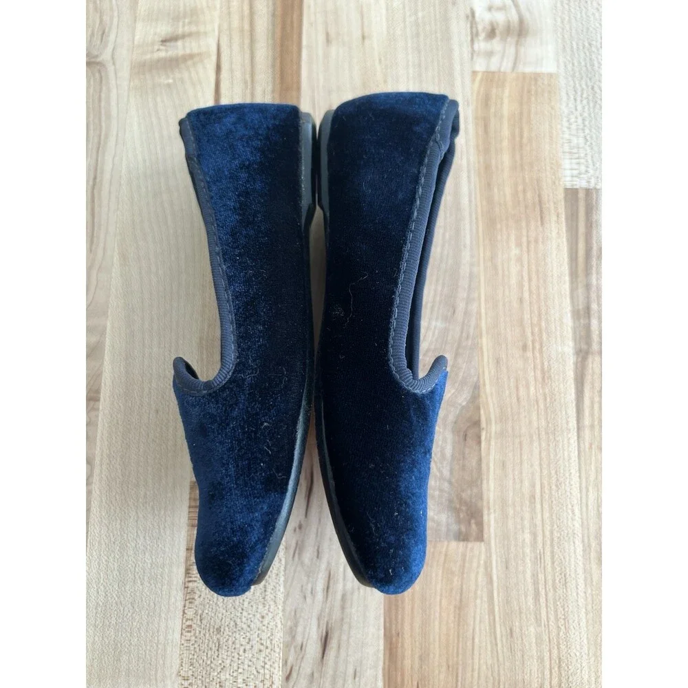 Ralph Lauren Kid’s Blue Velvet Slippers Loafers Slip On Monogram Size 11 EUC